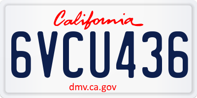 CA license plate 6VCU436