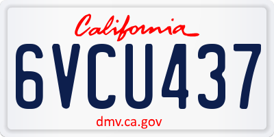 CA license plate 6VCU437