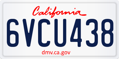 CA license plate 6VCU438