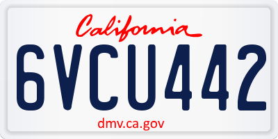 CA license plate 6VCU442