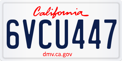 CA license plate 6VCU447