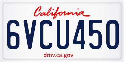CA license plate 6VCU450