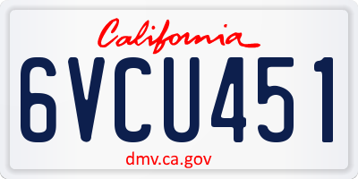 CA license plate 6VCU451