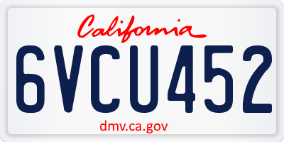 CA license plate 6VCU452