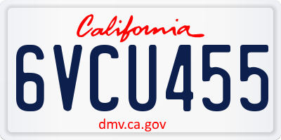 CA license plate 6VCU455