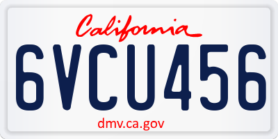 CA license plate 6VCU456