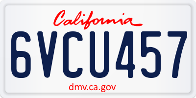 CA license plate 6VCU457