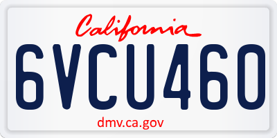 CA license plate 6VCU460