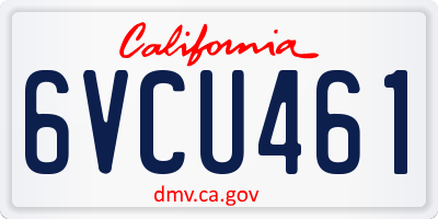 CA license plate 6VCU461