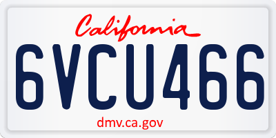 CA license plate 6VCU466