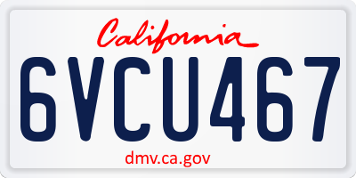 CA license plate 6VCU467