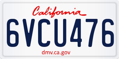 CA license plate 6VCU476