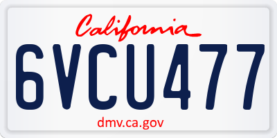 CA license plate 6VCU477