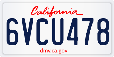 CA license plate 6VCU478