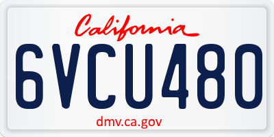 CA license plate 6VCU480