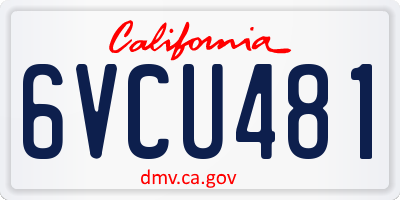 CA license plate 6VCU481