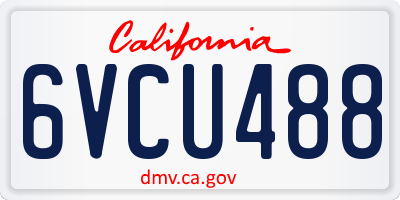 CA license plate 6VCU488