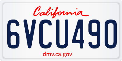 CA license plate 6VCU490