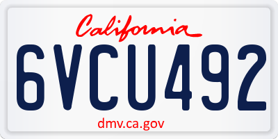CA license plate 6VCU492
