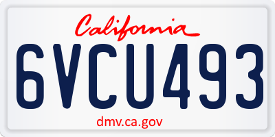 CA license plate 6VCU493