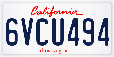 CA license plate 6VCU494