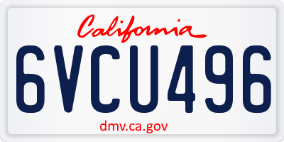 CA license plate 6VCU496