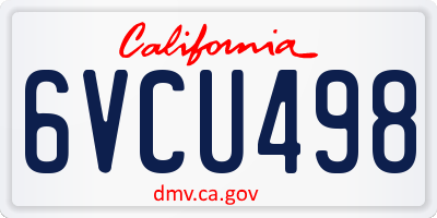 CA license plate 6VCU498