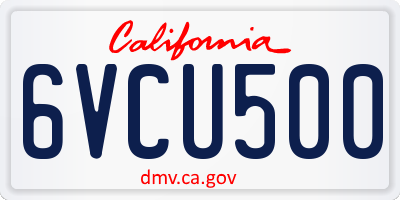 CA license plate 6VCU500