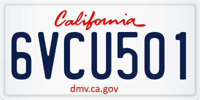 CA license plate 6VCU501