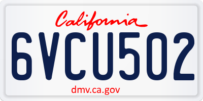 CA license plate 6VCU502