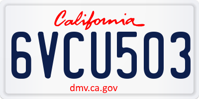 CA license plate 6VCU503