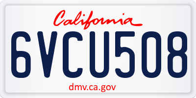 CA license plate 6VCU508