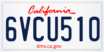 CA license plate 6VCU510