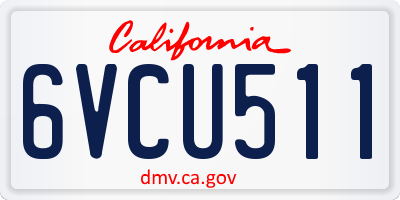 CA license plate 6VCU511
