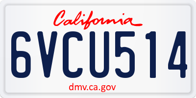 CA license plate 6VCU514