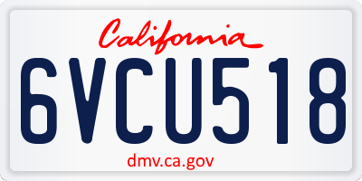 CA license plate 6VCU518