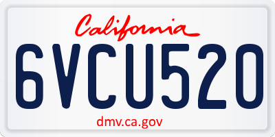 CA license plate 6VCU520