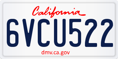 CA license plate 6VCU522