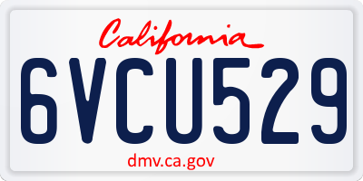 CA license plate 6VCU529