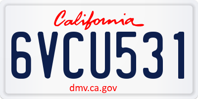 CA license plate 6VCU531