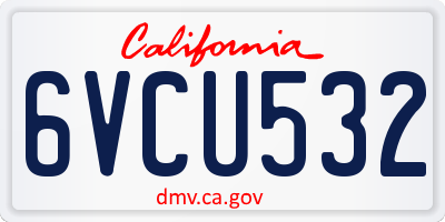 CA license plate 6VCU532