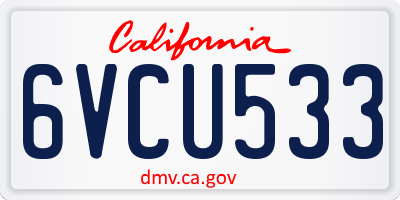 CA license plate 6VCU533