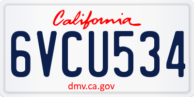 CA license plate 6VCU534