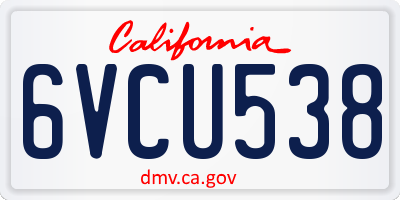 CA license plate 6VCU538