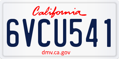 CA license plate 6VCU541