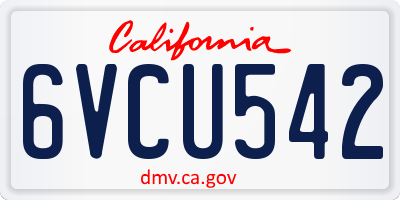 CA license plate 6VCU542