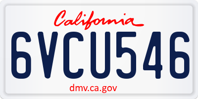 CA license plate 6VCU546