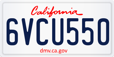 CA license plate 6VCU550