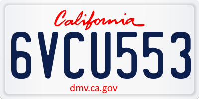 CA license plate 6VCU553