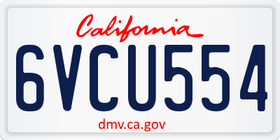 CA license plate 6VCU554